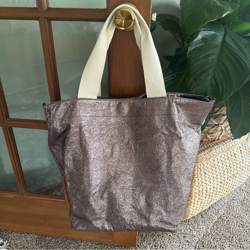 Anthropologie Monserat De Lucca Large Rose Gold Metallic Tote